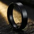 Minimalist men's black titanium steel ring with high-polished mirror finish and sleek design - Size 7 / Black Beveled Bright Surface 6mm