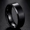 Elegant men's black titanium steel wedding band with a refined brushed matte finish - Size 7 / Black Double Beveled Matte Style (24-C-3) / 8mm / Black