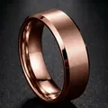 Rose gold brushed titanium steel ring for men with polished beveled edges and matte finish - Size 7 / Double Beveled Matte Style (24-B-1) / 8mm / Rose Gold