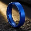 Professional close-up of a minimalist blue stainless steel band ring for men with matte finish - Size 7 / Double Beveled Shiny Style (18-E-4) / 6mm / Blue
