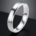 Minimalist silver stainless steel band ring for men featuring a smooth polished finish - Size 7 / Double Beveled Polished Style (22-D-7) / 4mm / Steel