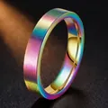 Anello minimalista in acciaio inossidabile arcobaleno con finitura opaca spazzolata - Taglia 7 / Design Piatto Opaco (4mm) / Colorato