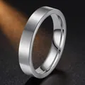 Premium silver stainless steel ring featuring a sleek minimalist brushed matte finish - Size 7 / Matte Flat Top Design (4mm) / Steel