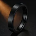 Elegante anello in acciaio inossidabile nero opaco con finitura spazzolata per uomo e donna - Taglia 7 / Design Piatto Opaco (4mm) / Nero