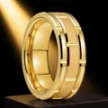 Premium gold stainless steel men's hip hop ring with unique geometric grid pattern design - US 5 / Gold