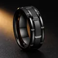 Modern niche design black titanium steel ring for men with premium matte finish texture - US 5 / Black