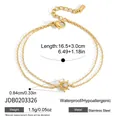 Collana con sole in acciaio inossidabile a doppio strato oro, gioielli anallergici - Stile Strass Sole con Catena Sottile a Doppio Strato (JDB0203326)