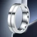 Minimalistische zilveren roestvrijstalen ring met groefdetail voor mannen en vrouwen - Stijl 6 / Zilver Heren Enkele Groef