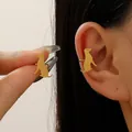 Minimalist golden dog silhouette ear cuff for non-pierced ears in ins style - 18K Gold Tone - Dog Silhouette Style (Z-140)