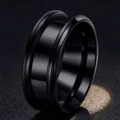 Premium black stainless steel ring blank with center groove for DIY inlay jewelry - US 6 / Black