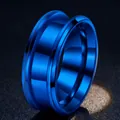 Electric blue 8mm stainless steel ring with double-beveled groove for DIY jewelry - US 6 / Blue