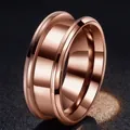 8mm rose gold stainless steel ring with center groove for DIY jewelry inlay crafts - Rose Gold