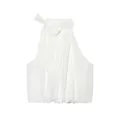 Elegant white halter neck top featuring a sophisticated bow detail and smooth fabric. - XS / White
