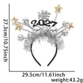 Cerchietto con palline disco d'argento 2027 NYE e stelle dorate per feste eventi - Taglia unica / Cerchietto Lametta Palla Laser 2027