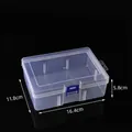 Transparent plastic storage box with blue latch, 16.4x11.8x5.8cm size detail - Empty 6-Grid Case (16.4*11.8*5.8cm)