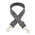 Adjustable wide bag strap with black and white floral pattern and gold hardware - 12-B&W Small Floral