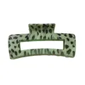 Large 10.5cm vintage green leopard print geometric hair claw clip for women's updo hairstyles - Deep Green Leopard
