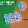 Transparent 24-grid plastic storage box for beads and jewelry parts 19x13cm - 24 Adjustable Fixed Compartments (19*13*2cm)
