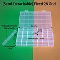 28-grid transparent plastic storage box with removable dividers for jewelry and beads - 28 Adjustable Fixed Compartments (22.5*13.5*2cm)