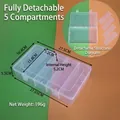 Transparent plastic storage box with 5 adjustable compartments for jewelry and parts - Large 5 Adjustable Compartments (27.5*16.4*5.5cm)