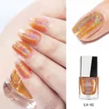 Vibrant holographic laser glitter nail polish LS-02 with rainbow effect 7ml bottle - Orange Gold Holographic (LS02)