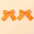 Set di due fermagli per capelli con fiocco in raso arancione vivace per bambine - Arancione (2A-9)