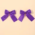 Paio di graziose mollette per capelli a fiocco in raso viola per bambine dai colori vivaci - Viola (2A-467)