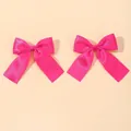 Set of two vibrant hot pink satin ribbon bow hair clips for girls hair accessories - Rose Red (2A-14)