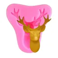 Moule en silicone tête de cerf rose pour décorations de gâteaux, résine et plâtre - Rose