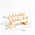 Natuurlijk houten ringdisplay met 2 niveaus 21x9x8cm - 2-laags massief houten ringhouder