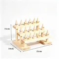 Massief houten ringhouder met 3 niveaus voor sieradenverkoop inclusief afmetingen - 3-laags massief houten ringhouder