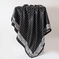 Elegant black satin scarf with white polka dots and retro paisley border detail - Black (112)