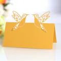 Marque-place de mariage doré découpé au laser avec motifs oiseaux de l'amour chic - Doré