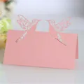 Marque-places de mariage roses découpés au laser avec des colibris pour tables de fête. - Rose