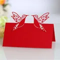Elegant red laser-cut hummingbird hollow-out wedding table place card for banquet - Pearlescent Red