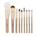 9-delige professionele make-up borstelset met zacht haar voor oogschaduw - Lichtbruin (met logo)