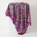 Elegante pañuelo cuadrado de 90 cm en seda sintética con estampado de cachemir bohemio - 90x90cm / 2# Púrpura (Paisley)