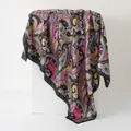 90cm bohemian paisley print silk square scarf with vibrant vintage paisley pattern - 90x90cm / Black