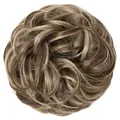 Extension chignon décoiffé élastique avec reflets blonds en marron pour look chic - Dusky Sand