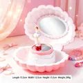 Pink shell-shaped music box featuring a rotating ballerina figurine and interior mirror - 888-1 Deep Pink Shell Music Box