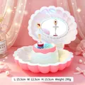 Exquisite pink shell-shaped ballerina music box with rotating dancing girl gift - 999-1 Deep Pink Shell Music Box with Light