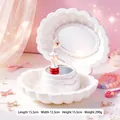 Decorative white shell ballerina music box with rotating dancer and built-in mirror - 888-3 White Shell Music Box