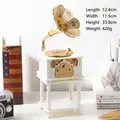 Elegant vintage white and gold gramophone music box featuring a floral horn design - 2014 White Gramophone with Stand