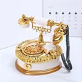 Vintage rotary telephone music box in elegant gold and white floral carved finish - Heart-shaped Telephone Music Box White