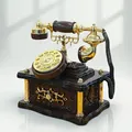 Retro European style rotary telephone music box home decor creative birthday gift - Square Telephone Music Box Brown
