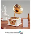 Elegant vintage gramophone music box in white and gold finish with storage drawer - Gramophone White