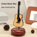 Classical guitar music box with rotating wooden base for birthday gift decoration - 2050 Guitar Music Box