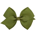 Elegant olive green grosgrain ribbon bow hair clip for children, solid color hair accessory - Olive Green (563)
