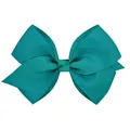 Teal grosgrain ribbon bow hair clip for girls, high-quality solid color hair accessory. - Turquoise Green (343)