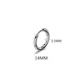 Minimalist 14mm silver stainless steel round hoop earring with 2.0mm thickness. - 2.0*14mm Silver Tone (Single Piece)